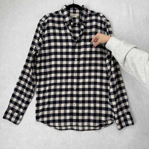 Faherty Brand Shirt Mens Medium Blue White Buffalo Plaid Flannel Button Down - Picture 3 of 8